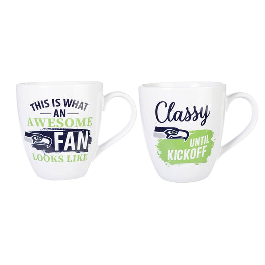 Seattle Seahawks 17oz Ceramic Mugs Two Piece Gift Box Set - ToylandEU