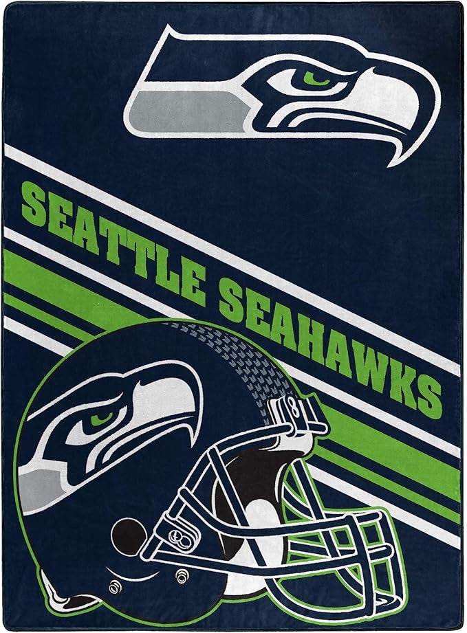 Seattle Seahawks Blanket 60x80 Raschel Slant Design - ToylandEU
