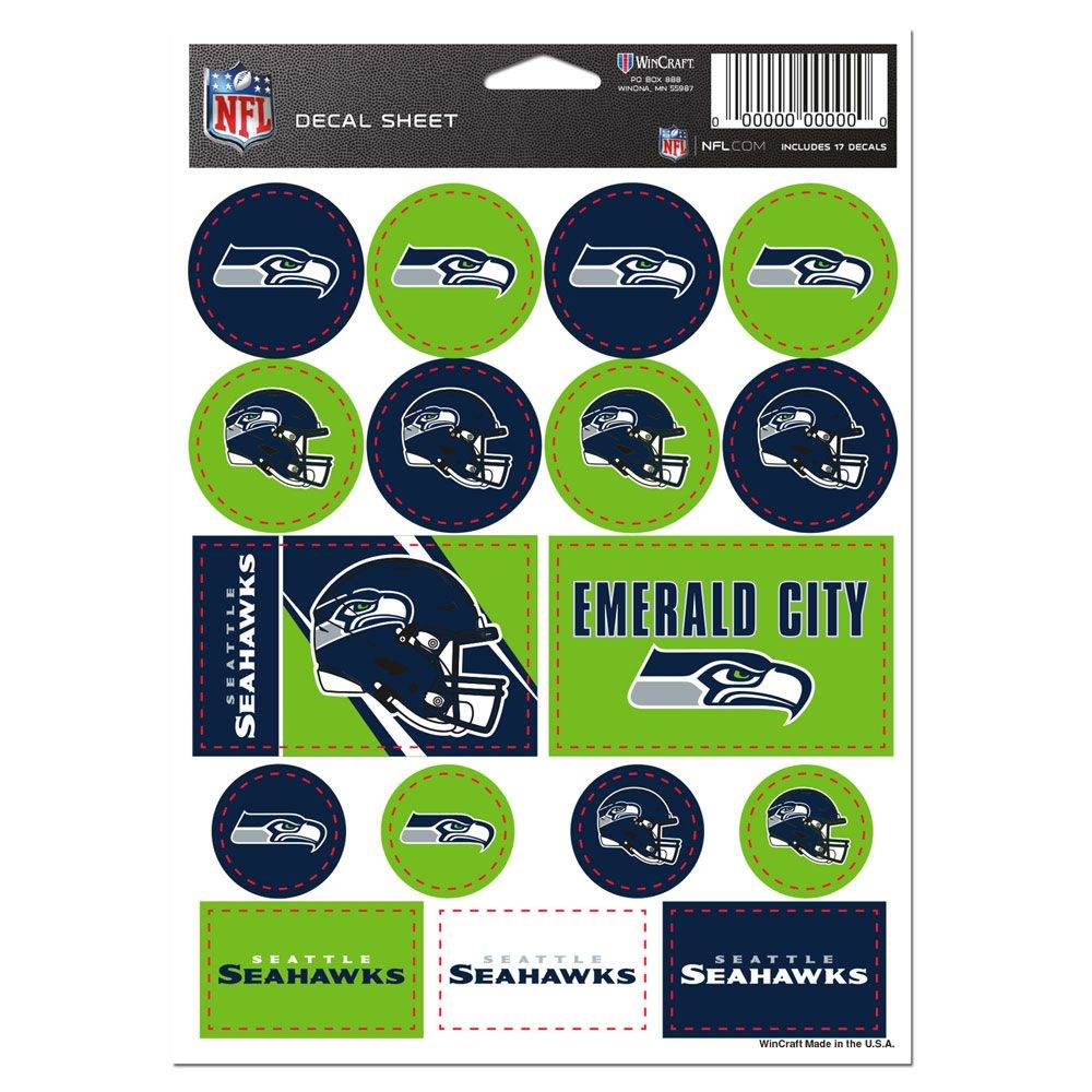 Seattle Seahawks Decal Sheet 5x7 Vinyl Sticker Pack - ToylandEU