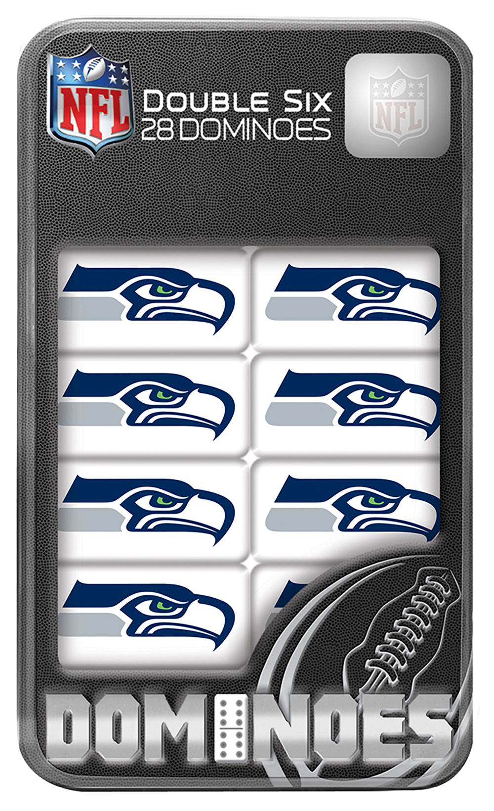 Seattle Seahawks Dominoes Set in Tin Box 28 Resin Dominoes - ToylandEU