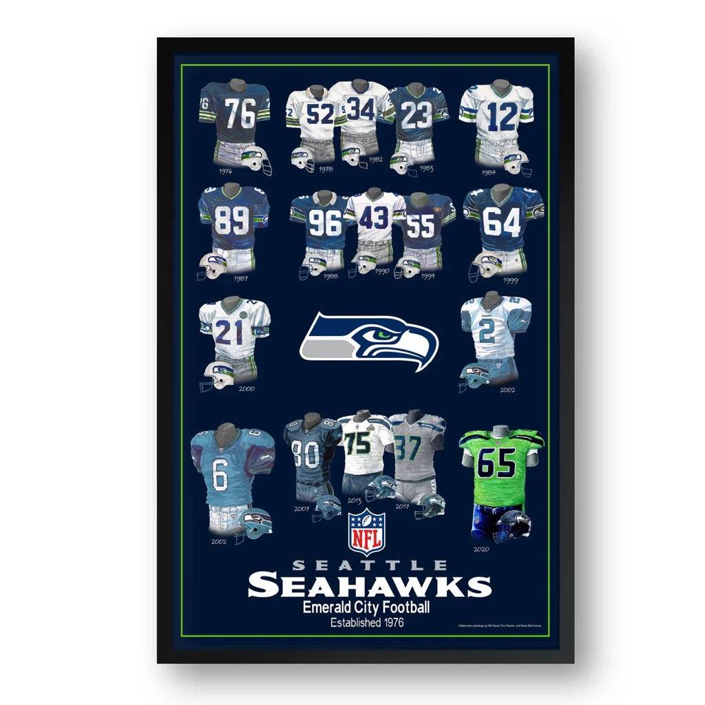 Seattle Seahawks Framed Print 10x13 Uniform Heritage - ToylandEU