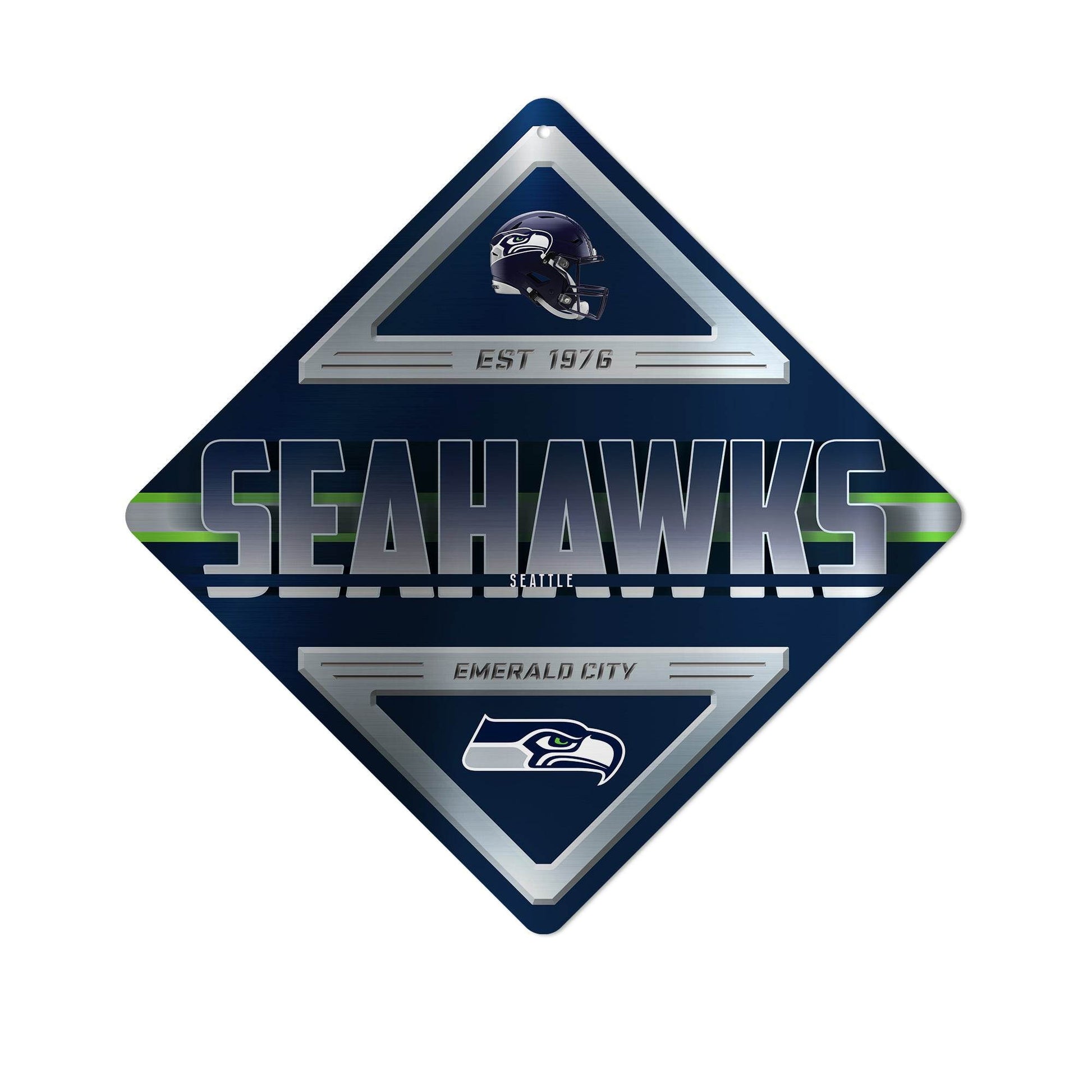 Seattle Seahawks Metal Sign Diamond Shape Wall Decor - ToylandEU
