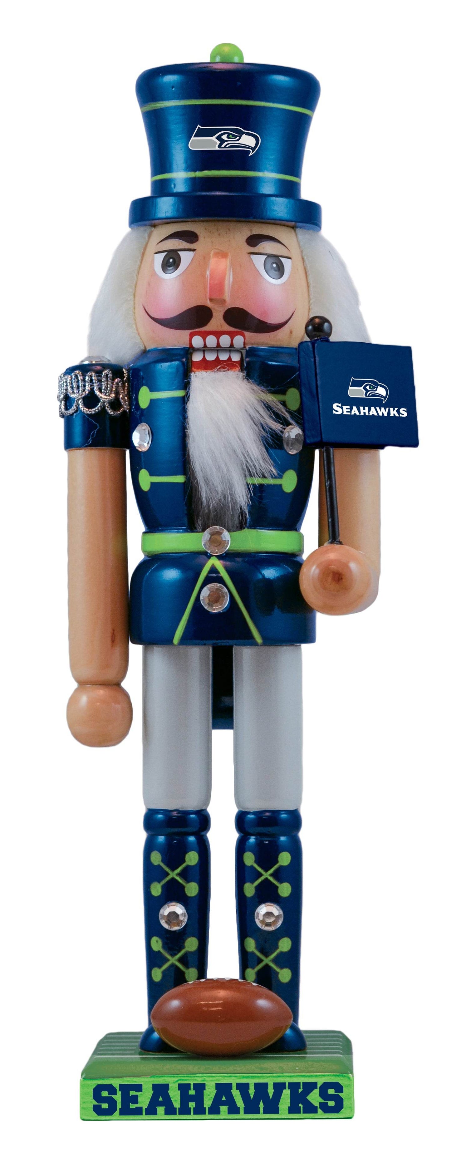 Seattle Seahawks Nutcracker Handcrafted Wooden Ornament - ToylandEU