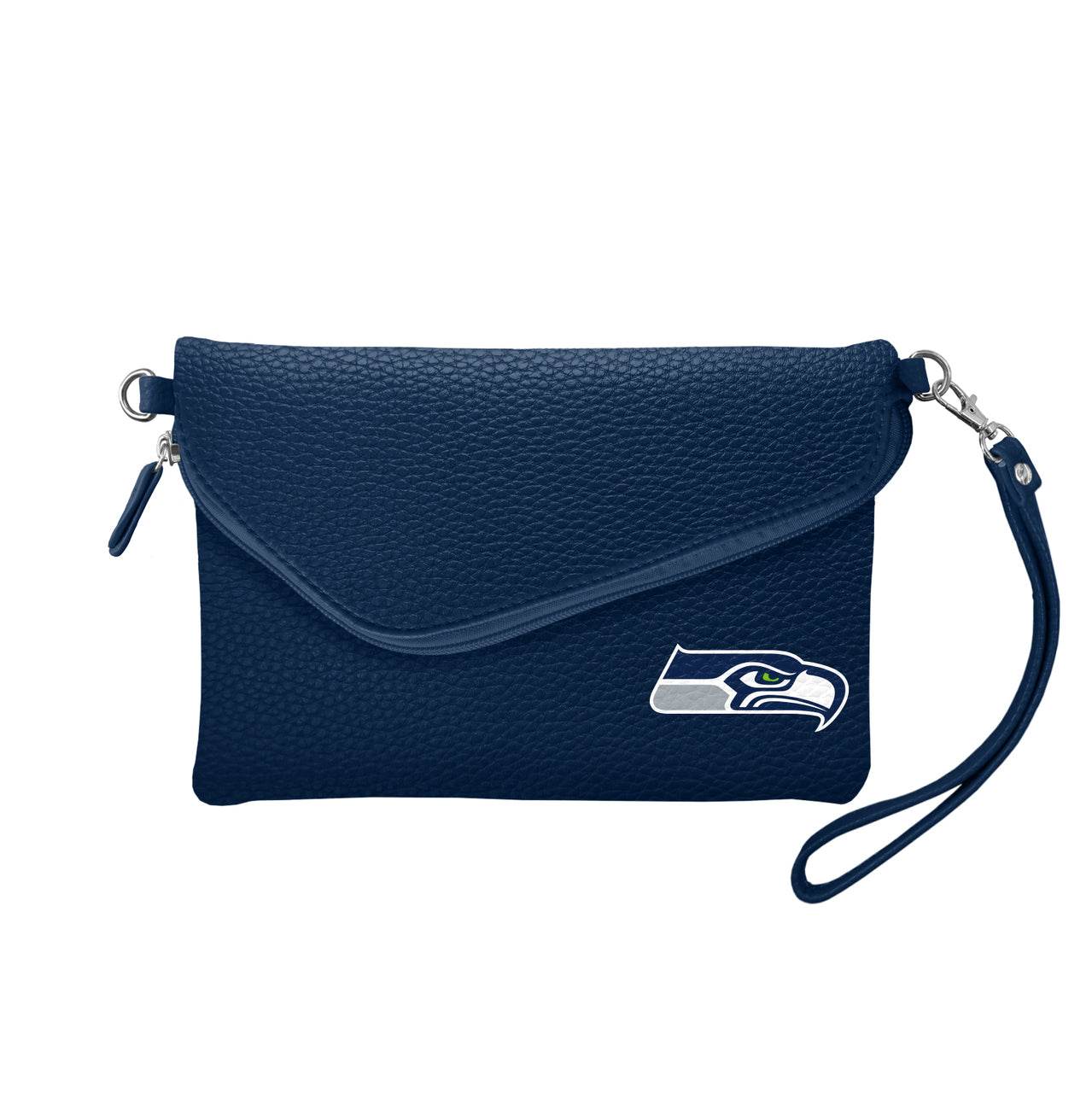 Seattle Seahawks Purse Pebble Fold Over Crossbody Navy - ToylandEU