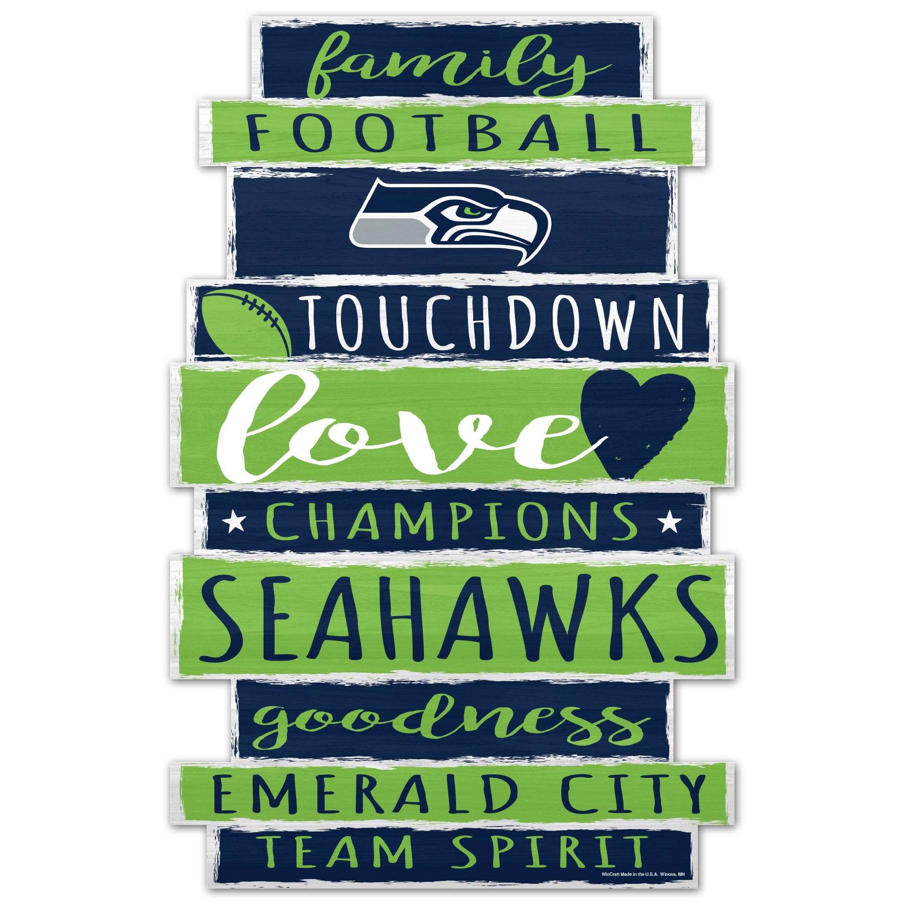 Seattle Seahawks Wincraft Wood Sign 11x17 Family Word - ToylandEU