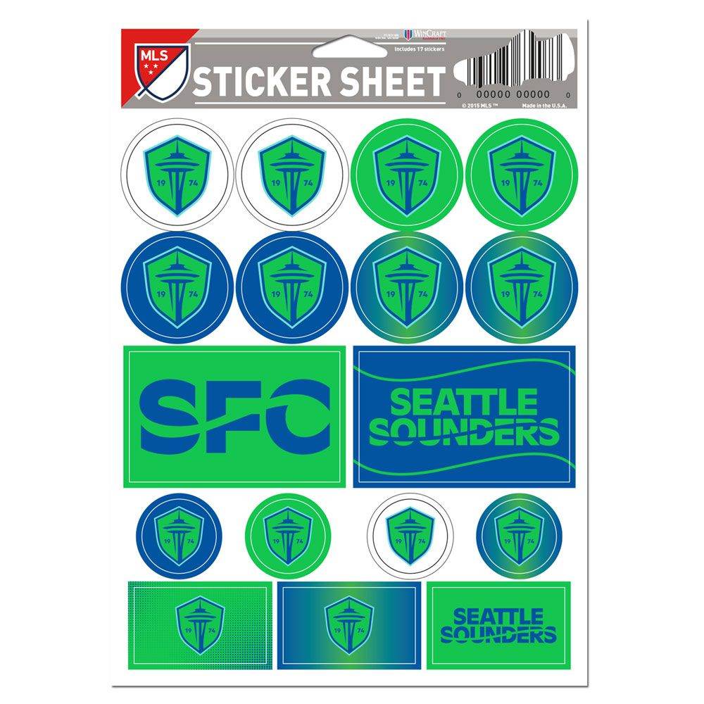 Seattle Sounders FC Decal Sheet 5x7 Vinyl Sticker Pack - ToylandEU