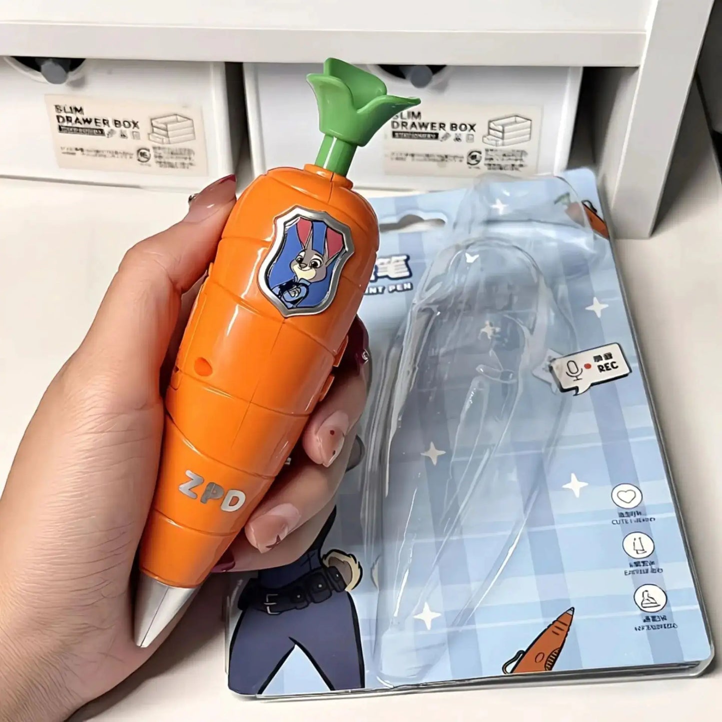 Disney Zootopia 2 Judy Hopps Carrot pen Voice Pen 60 Seconds Recording function Creative Cartoon Ballpoint Pen 2 in 1 fan Gifts - ToylandEU