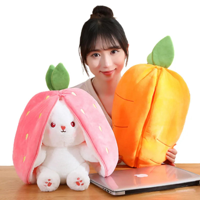 Soft and Adorable Strawberry Rabbit Plush Toys with Hidden Kawaii Bunny in Sizes 20-45cm - ToylandEU