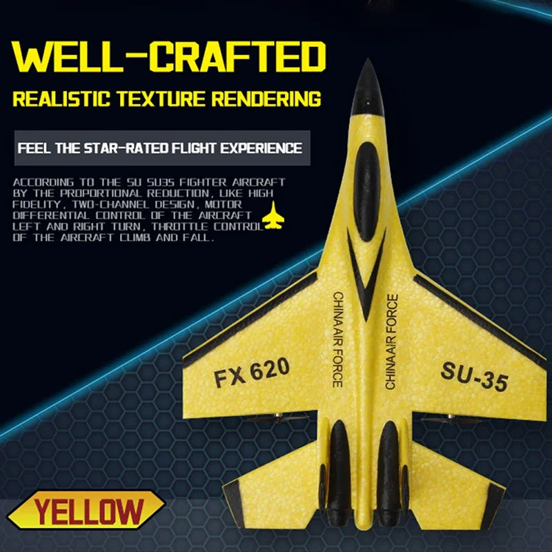 Ultimate RC Foam Fighter Jet Aircraft Toy Set for Kids - Remote Control Glider Airplane with Propeller and USB Charger