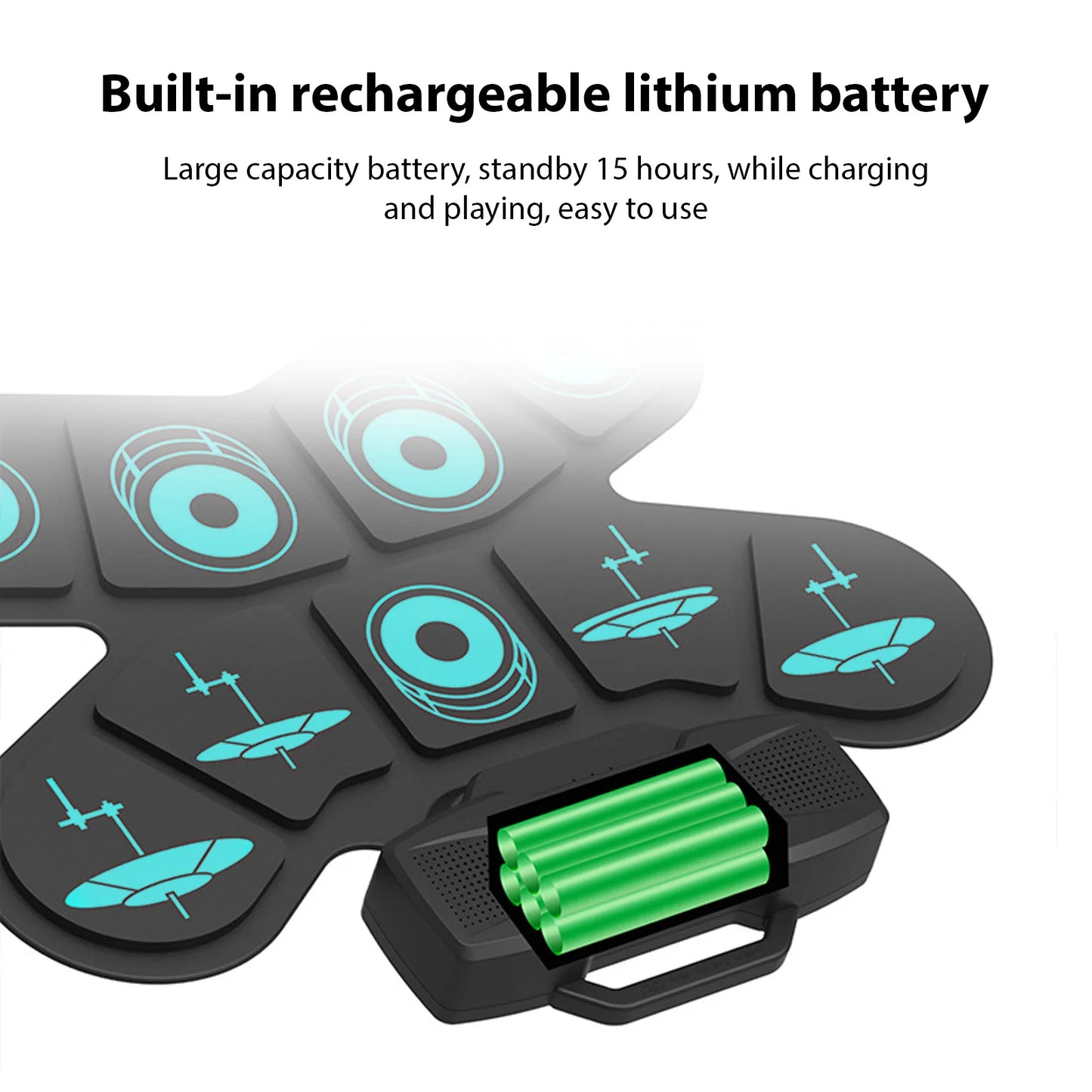 Portable Electronic Drum Set With 9 Pads And Rechargeable Power
