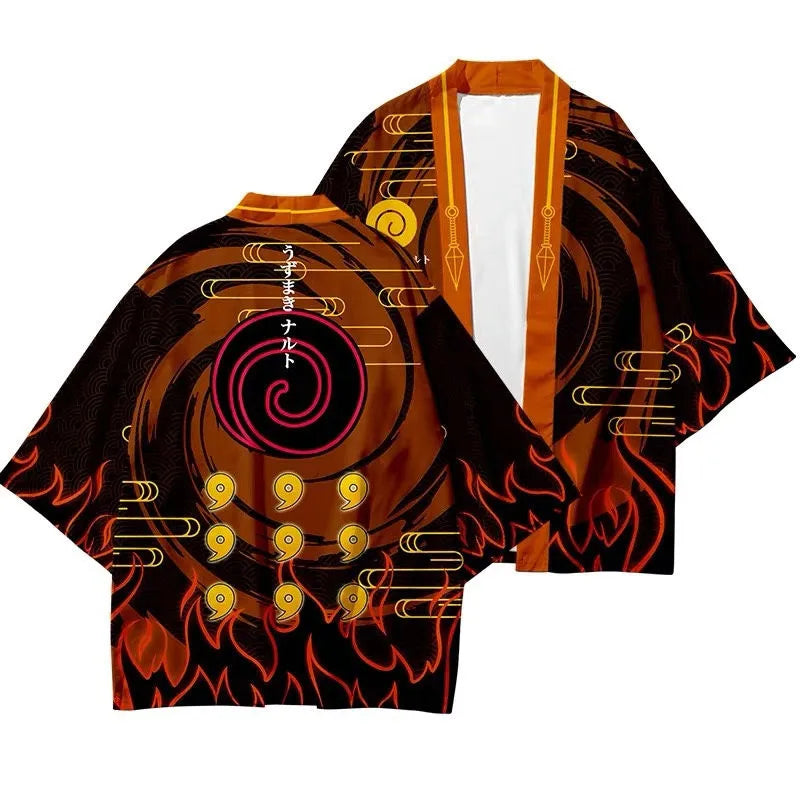 Anime Cosplay Haori | Uchiha Sasuke Print | Pullover Jacket | Unisex Adult