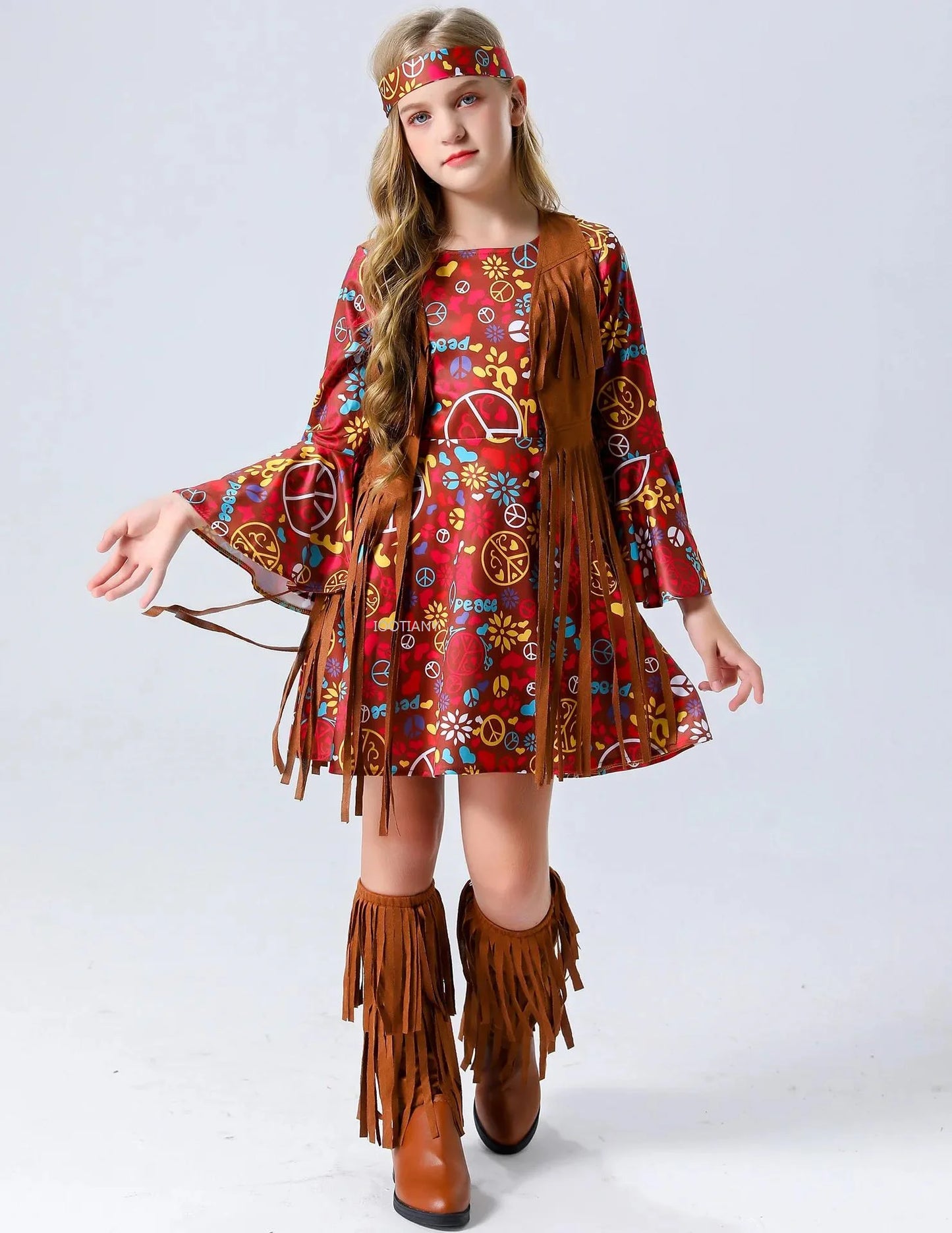 Groovy Kids' Hippie Costume with Fun Tassels for Festivals & Halloween