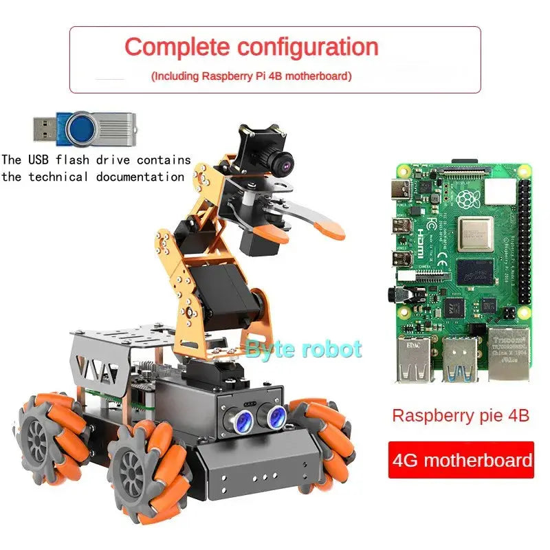 MasterPi Vision AI Robot Open Source 4WD Robot Car Robot Arm with Board for Raspberry Pi 5/4G Robot DIY Kit Programmable Robot - ToylandEU