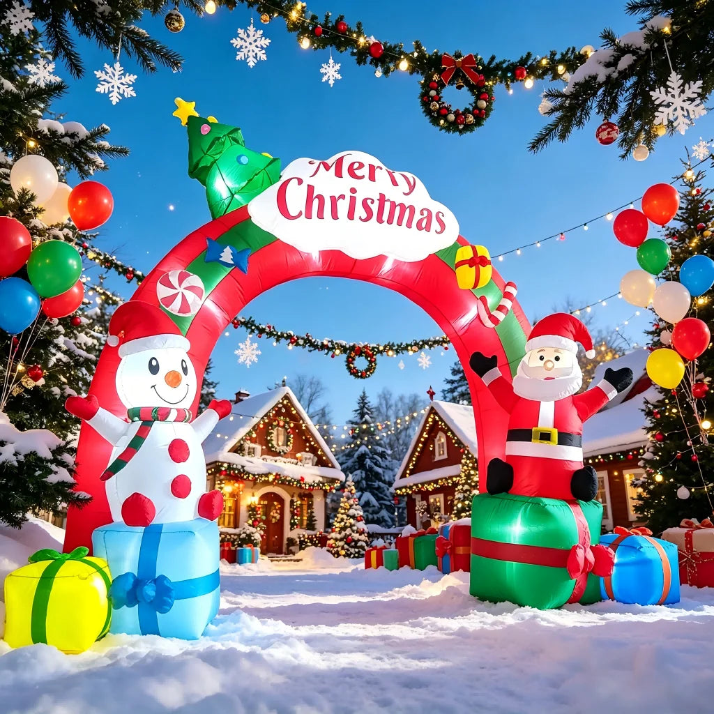 Christmas Inflatable Arch | 12.5ft | Led Lights With Blower | Front Yard Decor