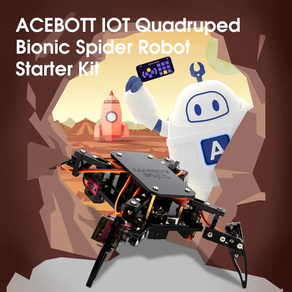ACEBOTT ESP8266 Bionic Quadruped Spider Robot Kit App Remote Control Walking Crawling STEM Robotics Project for Arduino ESP32 - ToylandEU