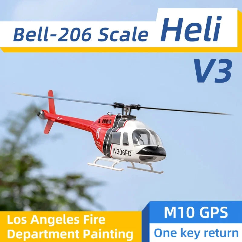 Fly Wing Bell-206 V3 Rc Helicopter Rtf Pnp 6ch 1/16 Brushless Motor - ToylandEU