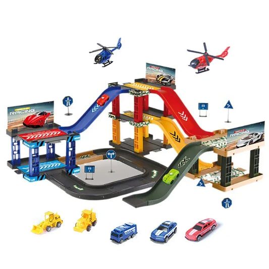 Durable Diecast Police Cars And Fire Engine Parking Track Set - ToylandEU