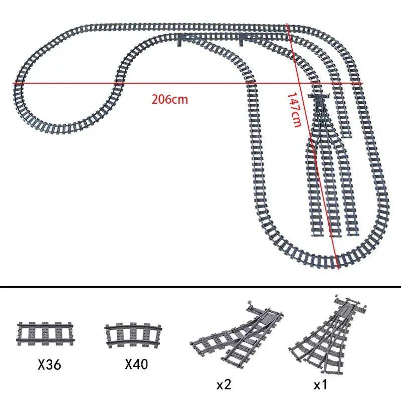 Flexible Train Tracks and Forked Crossing for Lego Compatible Blocks - ToylandEU