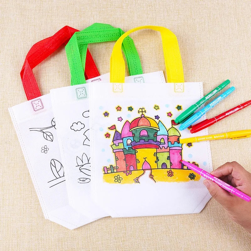 Personalized Graffiti DIY Bag Kit with Markers - Handmade Non-Woven Tote