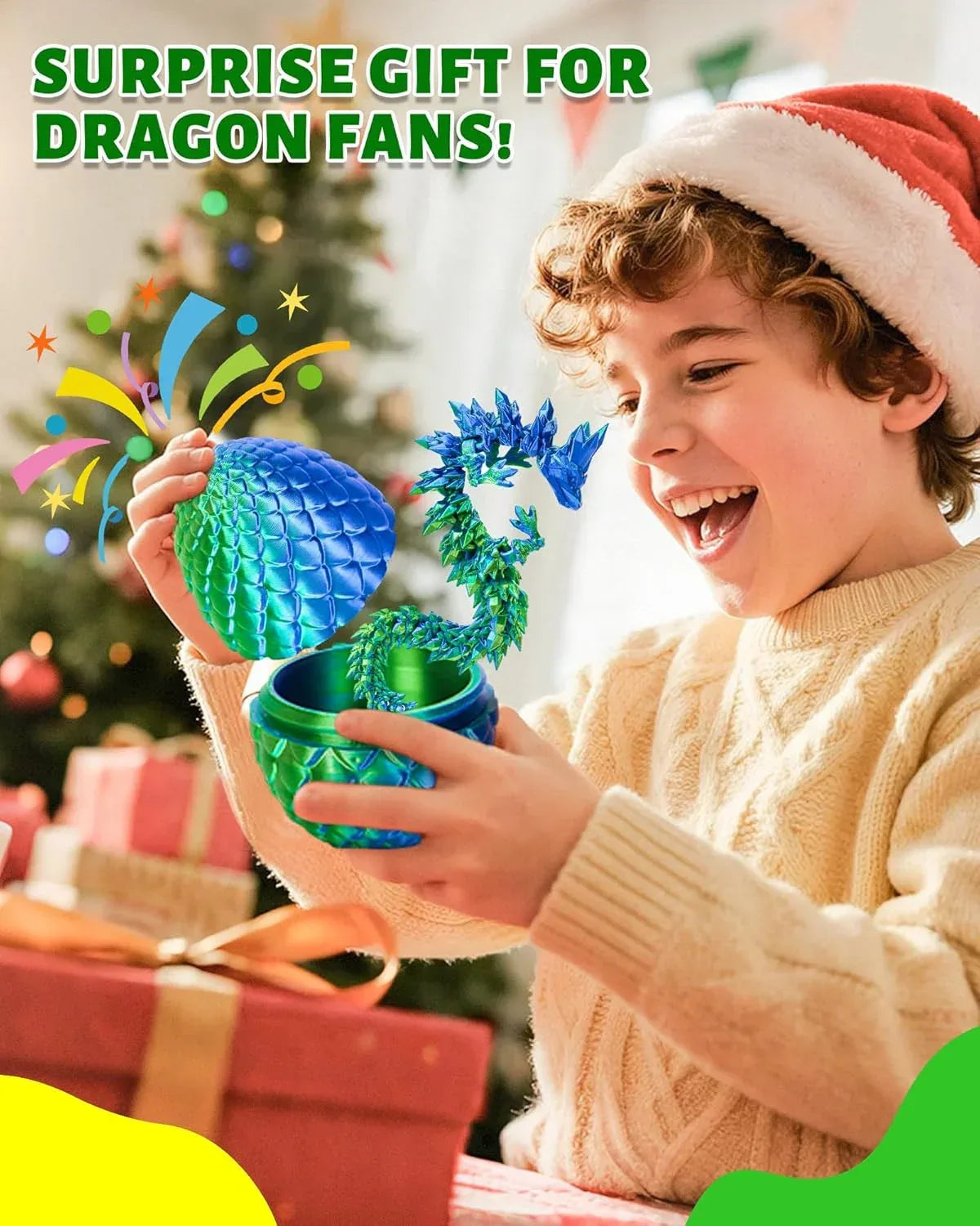 3D Printed Dragon Egg Toy With Articulated Crystal Dragon - ToylandEU