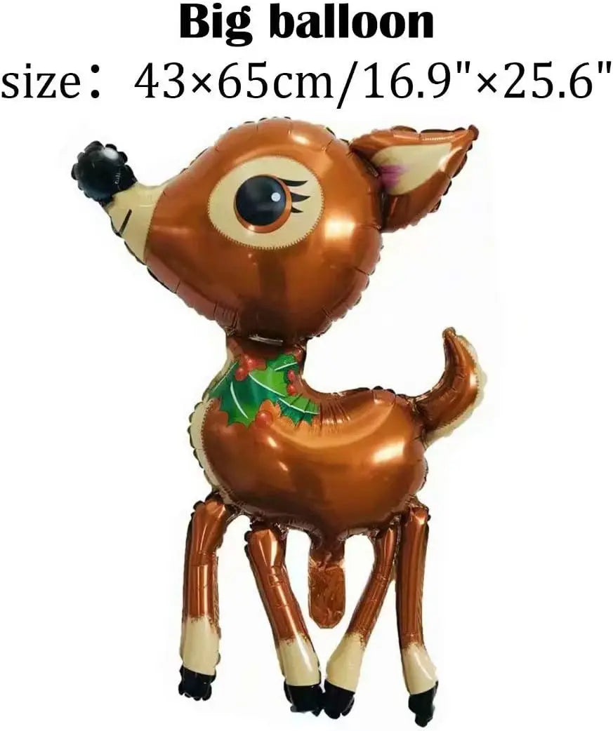 Christmas Balloons | Giant 7Pcs Latex Set | Reindeer Snowman Santa Elk Shapes