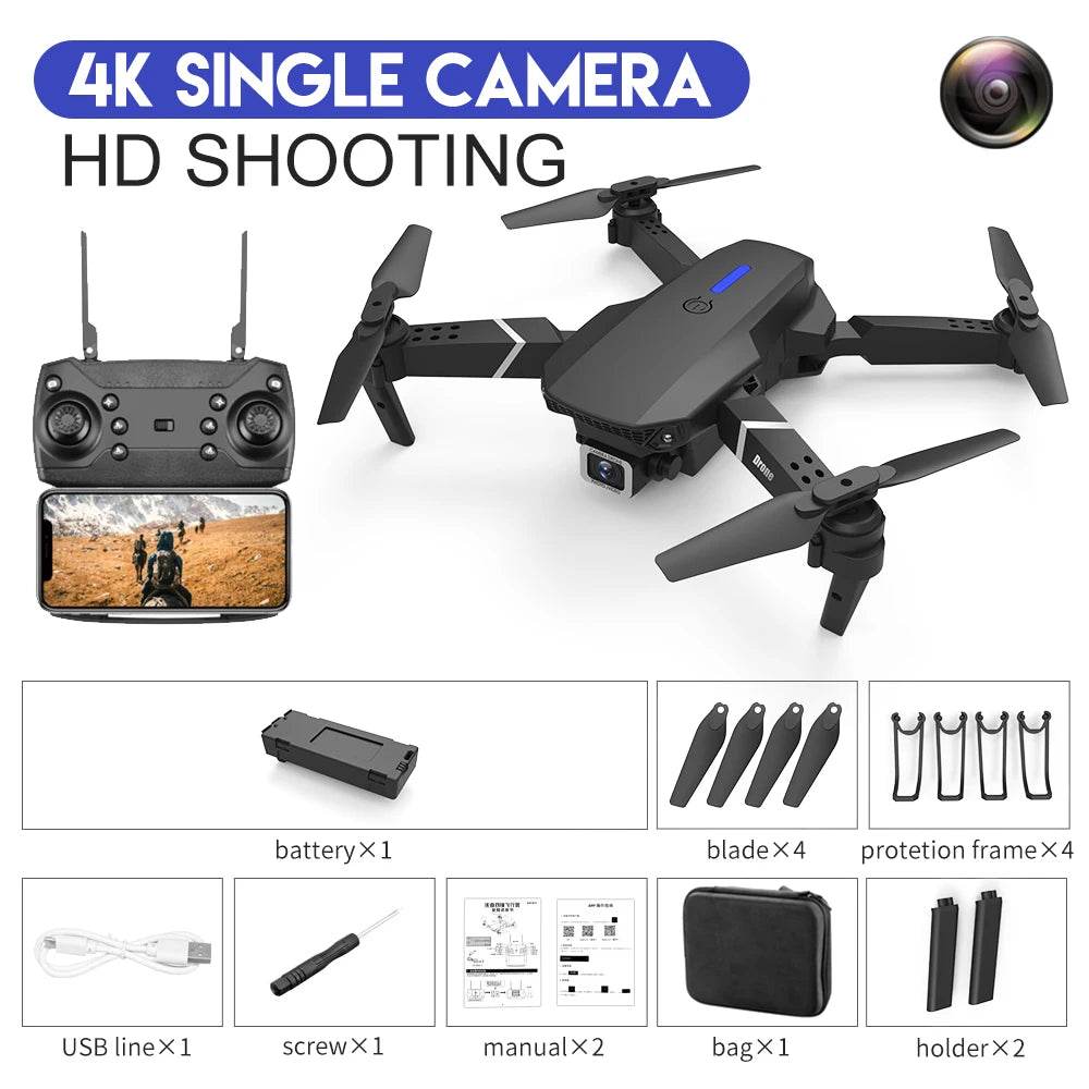 2023 E88Pro 4K Professional RC Drone with 1080P HD Camera - Foldable Helicopter, WIFI FPV, and Height Hold - Perfect Gift Toy - ToylandEU