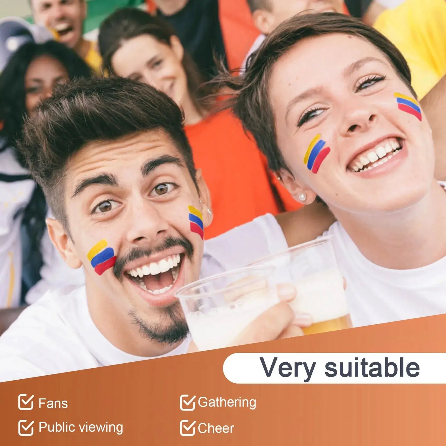 Country Flag Face Paint Stick Stripe Football Fan Brush Stick Face & Body Paint Football Game Cheering Cheerleading Decoration - ToylandEU
