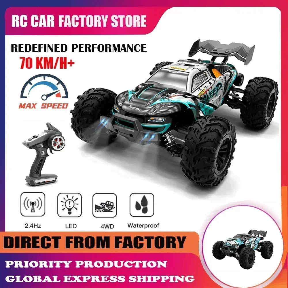 Lightning-Fast 1:16 Scale 4WD RC Off-Road Car with LED & Brushless Power!