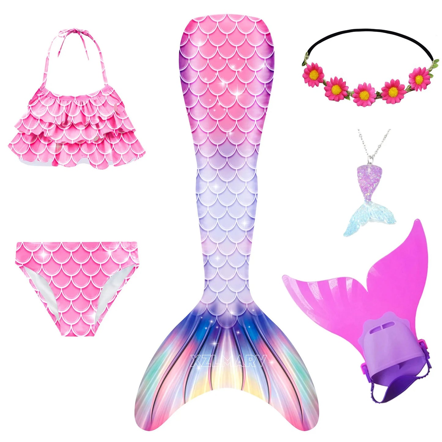 Mermaid Costume For Girls With Tail And Monofin Cosplay Ready