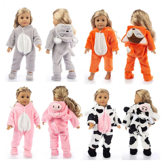 Cozy Animal Pajamas For 18 Inch American Girl Doll
