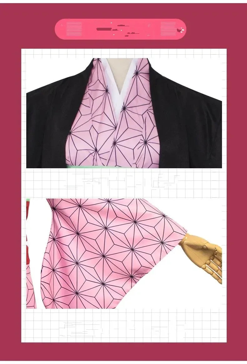 Nezuko Cosplay Outfit | Polyester Fabric | Demon Slayer Anime | Adult Unisex