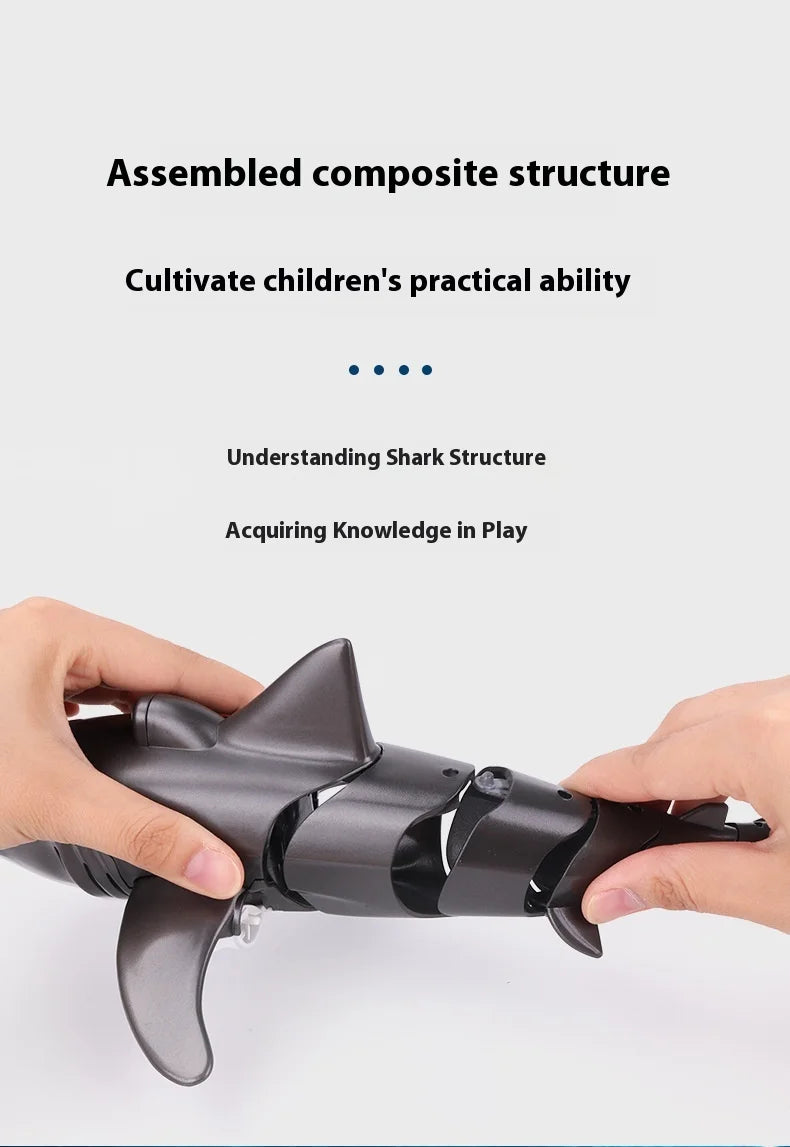 RC Waterproof Remote Control Shark Toy Boat with Lights - 2.4g Simulation Model for Boys' Birthday Gifts