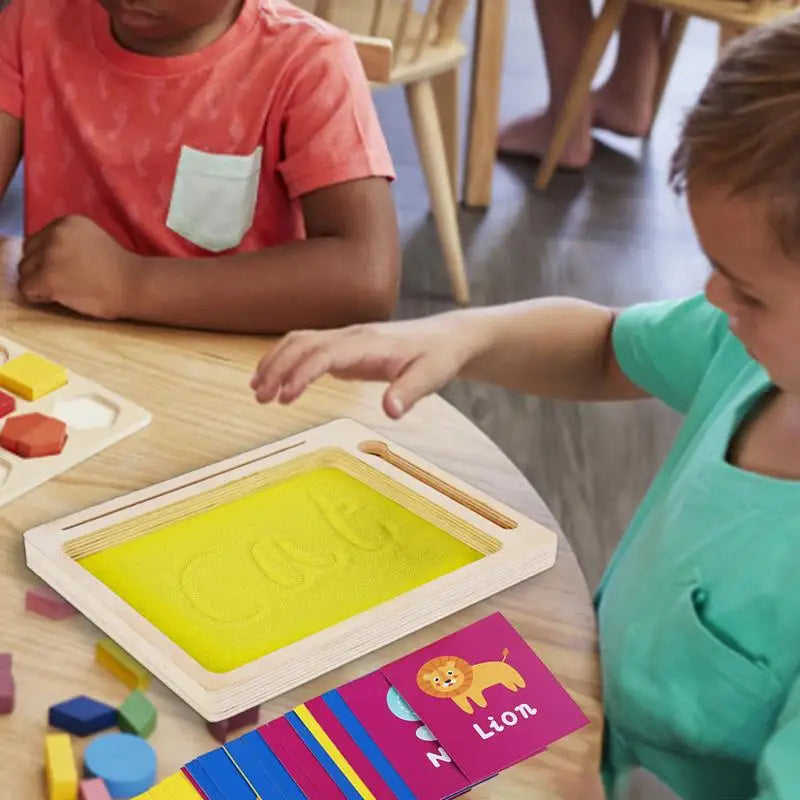 Montessori Wooden Sand Tray Set - Fun Learning for Letters & Numbers