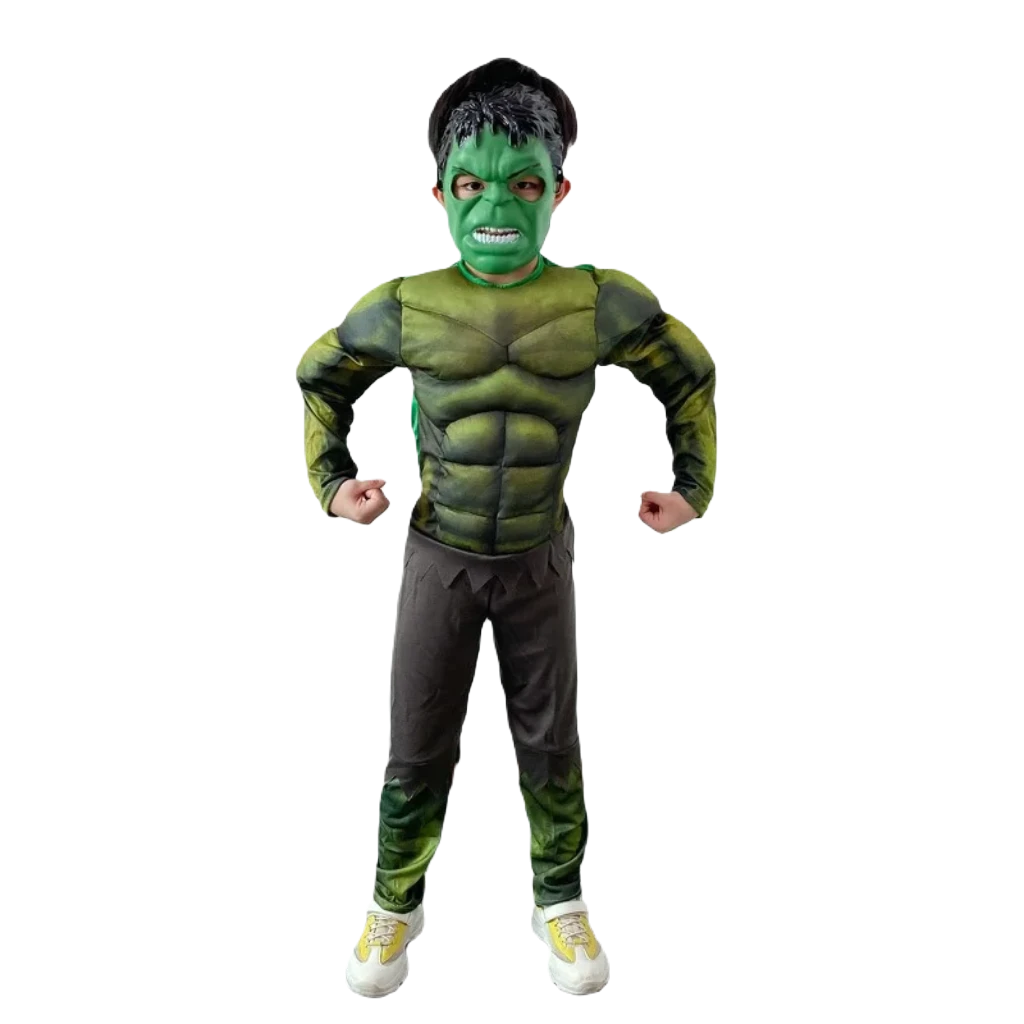 Superhero Hulk Costume for Kids - Muscle Suit & Mask for Halloween Fun