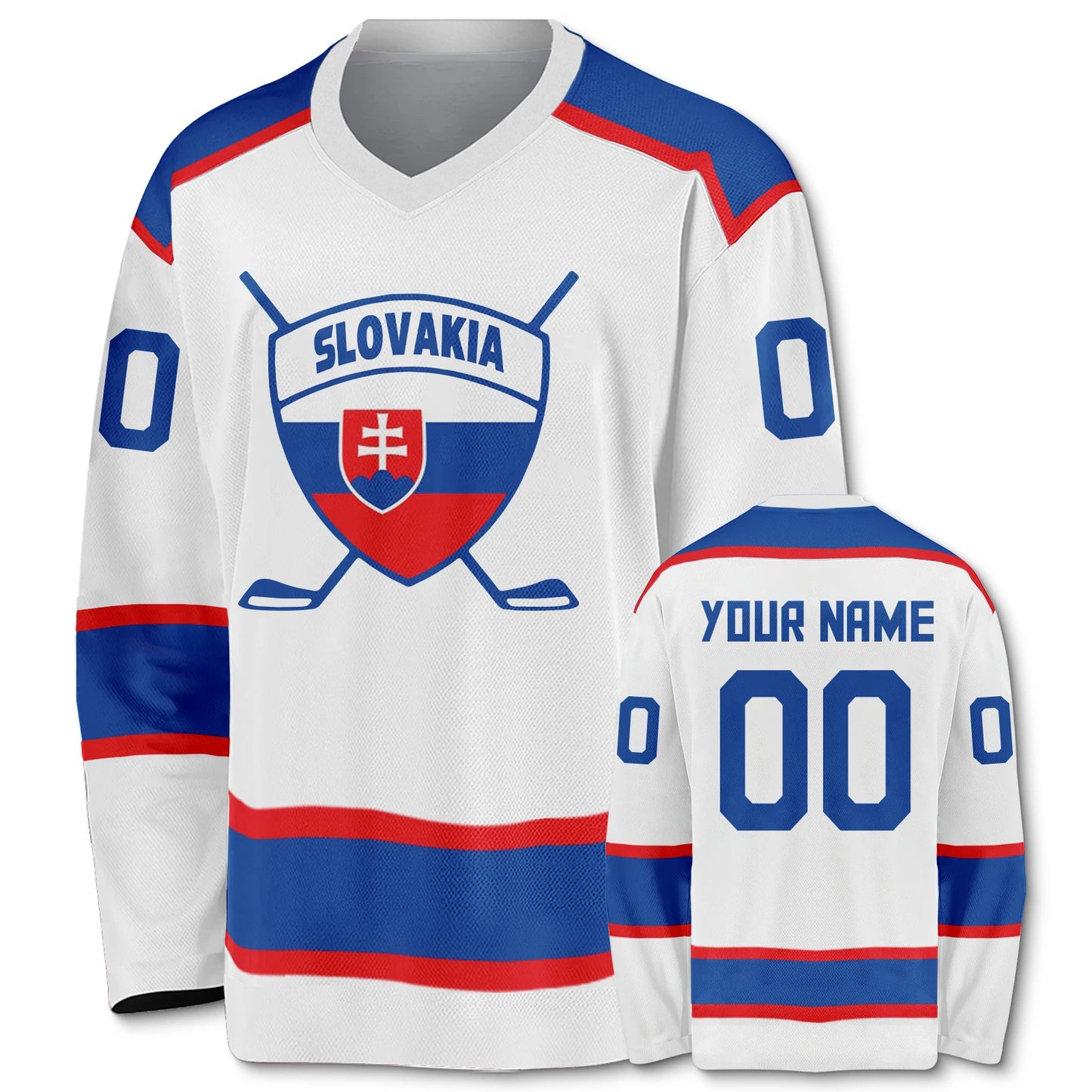 Personalized Custom Slovakia Ice Hockey Jersey - Any Name & Number for Men, Women, Youth, and Kids Team Uniform