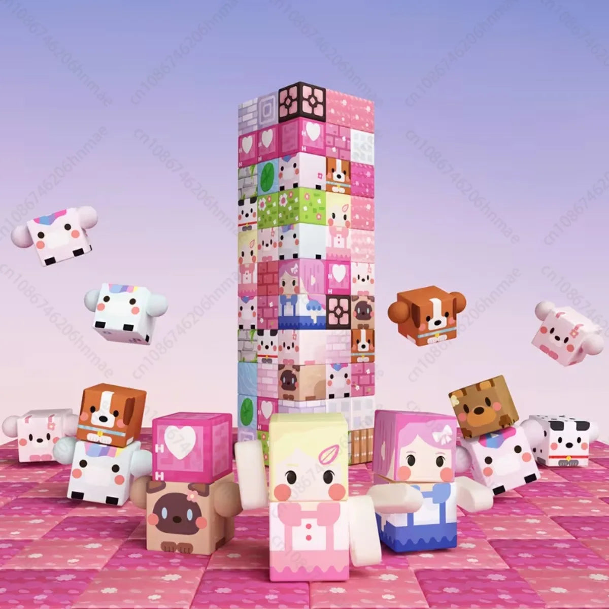 Magnetic Building Blocks | Pink Blossom Castle Theme | 20mm Cubes | Ages 3 Up