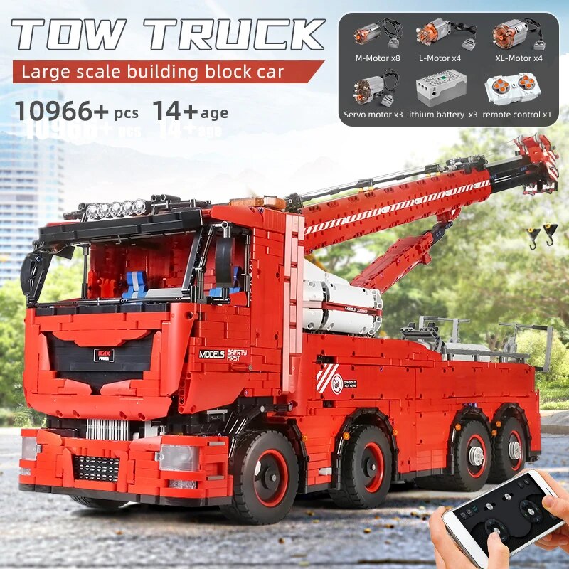 RC Tow Truck Building Blocks for Kids - Mould King Engineering Vehicle Model - ToylandEU
