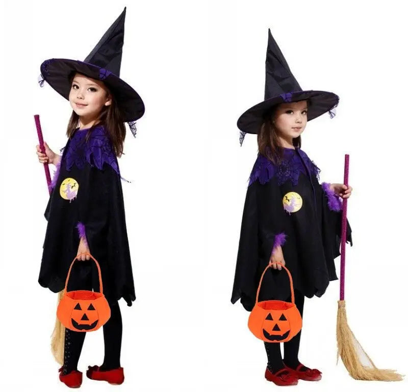 Enchanting Girls' Witch Cloak - Perfect for Halloween and Celebrations