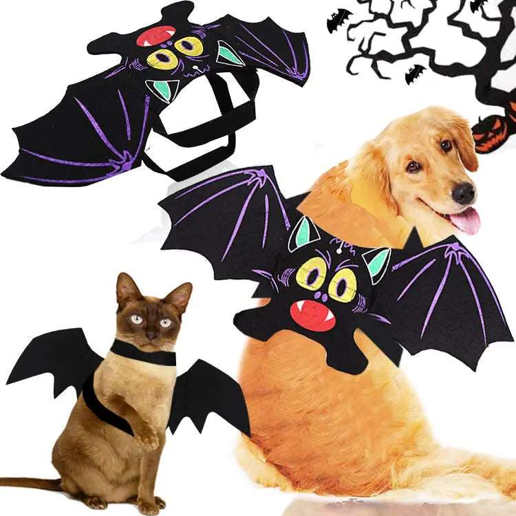 Funny Bat Wings Halloween Costume for Cats and Dogs - Unisex Pet Apparel in Sizes Small, Medium, and Large