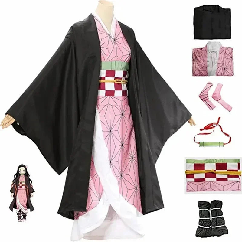 Anime Costume | Polyester Full Set | Nezuko Kamado Outfit | Teens Adults