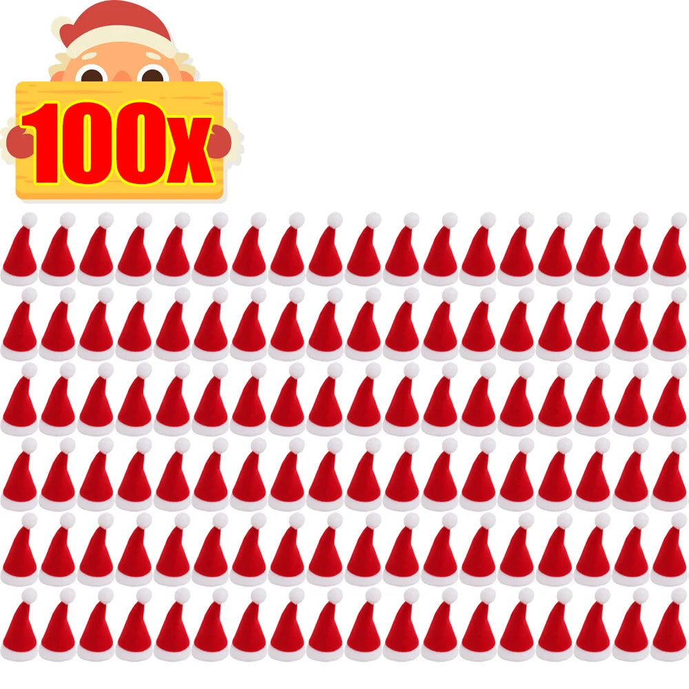 Mini Santa Hat Covers | Non Woven Material | Lollipop Caps | 7Cm Xmas Decor