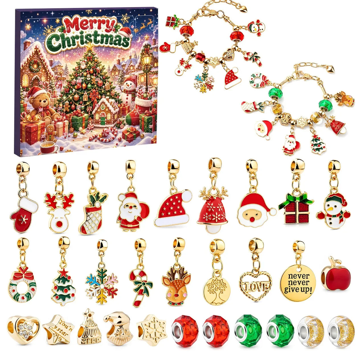 Advent Calendar | 2026 24 Day DIY Bracelet Making Set | Jewelry Gift Box | Xmas Gift For Girls