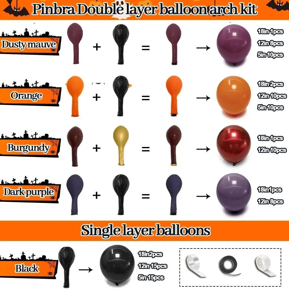 Balloon Garland | Double Stuffed Latex | Halloween Colors | Party Decor