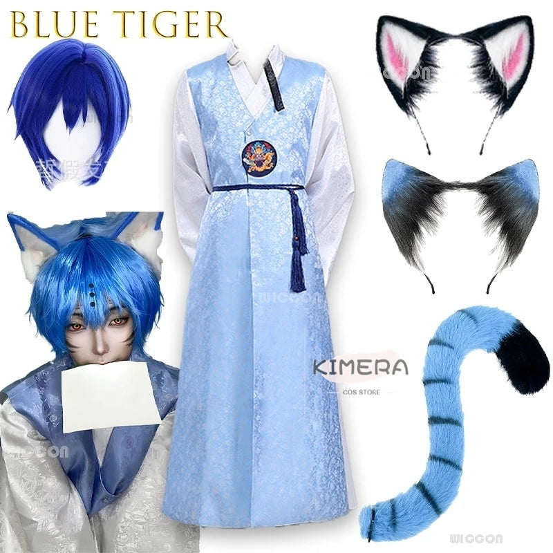 KPOP Tiger Costume | Derpy Tiger Plush | Soft Polyester Knit | Adult Costume