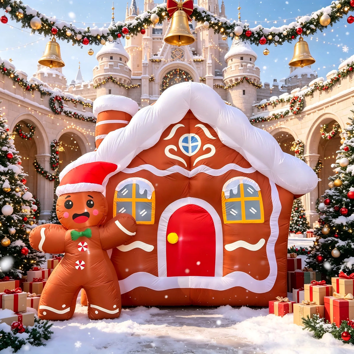 Inflatable Gingerbread House | 11.2 Ft | Led Lights | Outdoor Yard