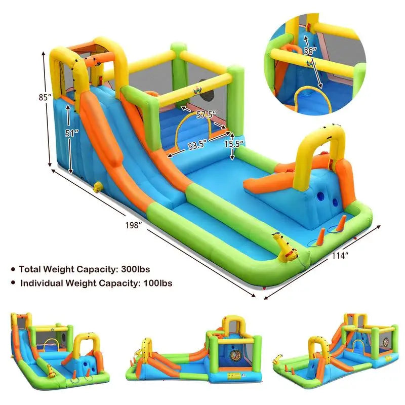 All In One Inflatable Water Slide Bounce House Splash Pool