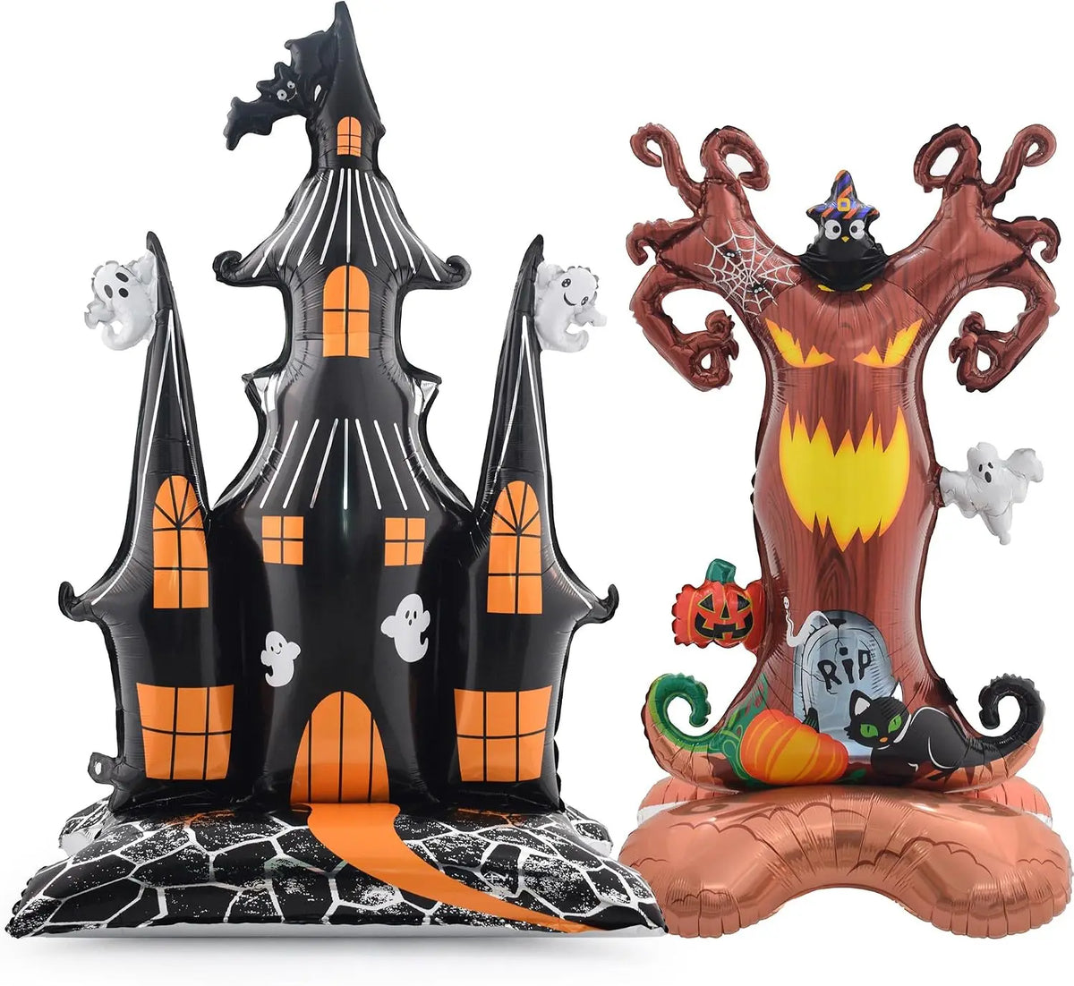 Halloween Pumpkin Balloons | Giant Standing | Mylar Foil | 4 Pack Party Decor