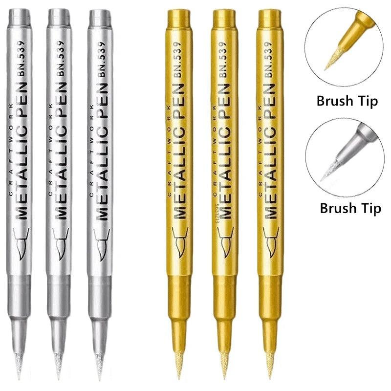 Metallic Paint Pens | Brush Tip Nib | Toylandeu™