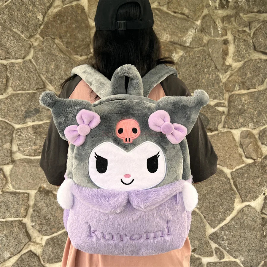 New Sanrio  Lovely Plush Backpack Cinnamoroll Kuromi Girl Heart - ToylandEU