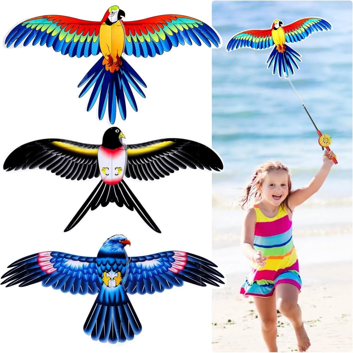 Kite Set | Eagle Shaped Kids Kite | 164 ft String | Easy to Fly